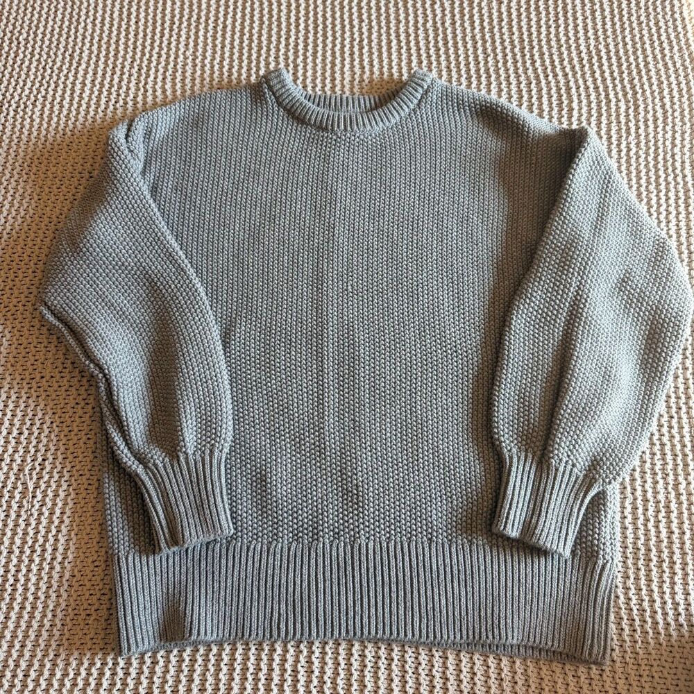 Old Navy Textured Tunic Sweater Small Gray Chunky Knit Crewneck Oversized